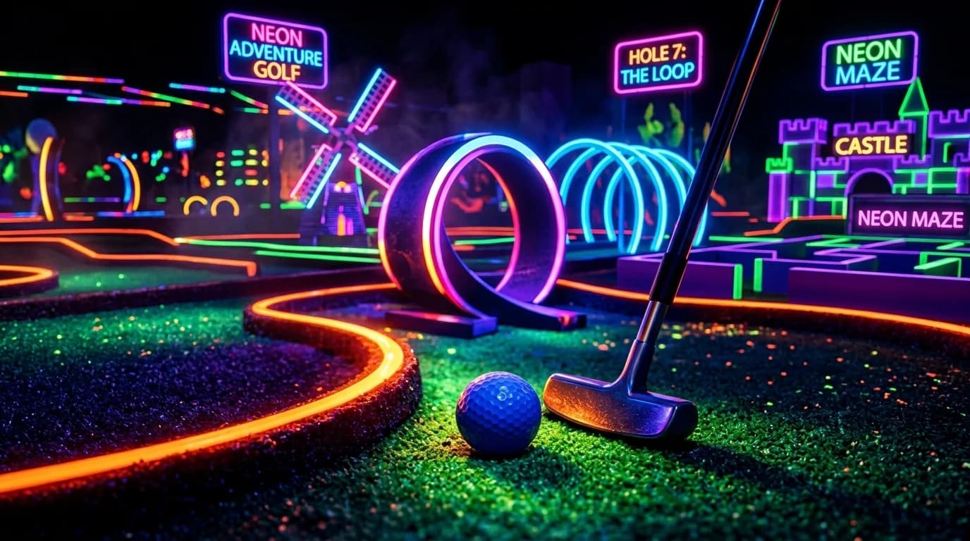 Mini-golf indoor et fluo : jouer sous lumière noire